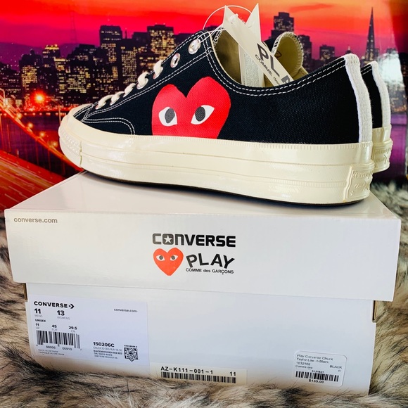 CONVERSE CHUCK 70 COMME DES GARÇONS PLAY BLACK-RED - Picture 2 of 8